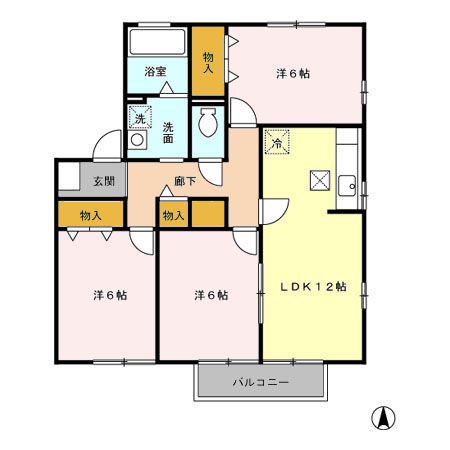 HIGHLAKEIII(2LDK/1階)の間取り写真