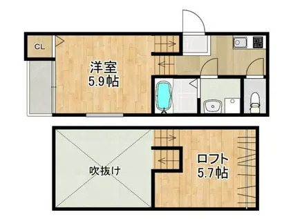 MODERN PALAZZO堂崎LIEBE(1SK/1階)の間取り写真