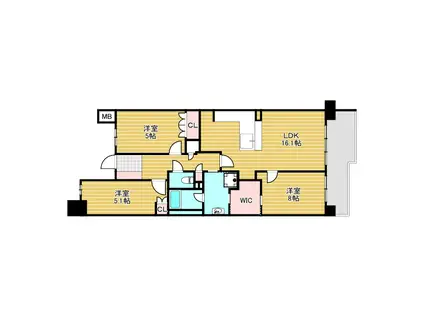 ザ レジデンス豊中 F棟(2SLDK/5階)の間取り写真