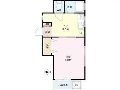 ニュープリンス(1DK/2階)の間取り写真