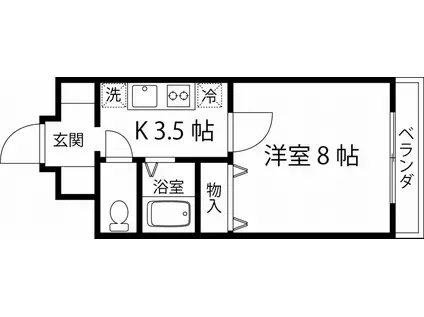 ラ・エティドゥA(1K/2階)の間取り写真