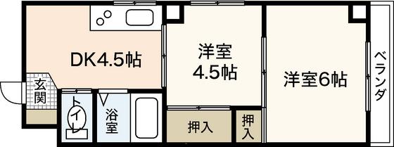 サンライト住吉(2DK/2階)の間取り写真