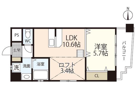 ピアチェーレ舟入(1LDK/7階)の間取り写真