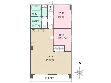 クレストヒル芦屋(2LDK/2階)の間取り写真