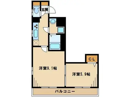 リブリ・ディエス参番館(2K/3階)の間取り写真