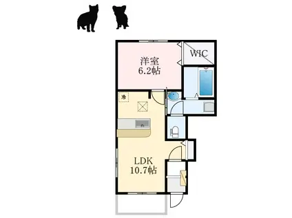 プログレスIII(1LDK/1階)の間取り写真