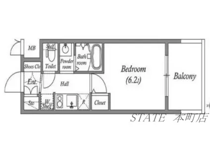 エステムコート難波VIIビヨンド(1K/3階)の間取り写真
