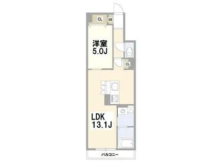 京成本線 京成船橋駅 徒歩14分 3階建 築3年(1LDK/2階)の間取り写真
