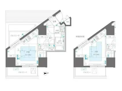 ズーム信濃町(ワンルーム/9階)の間取り写真