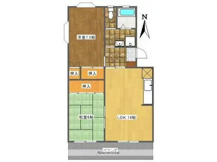 アベニュー井上II(2LDK/3階)の間取り写真