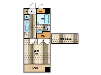 W.O.B福島(1K/3階)の間取り写真