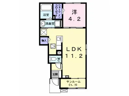 POTE(1LDK/1階)の間取り写真