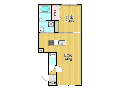 LIFE(1LDK/2階)の間取り写真