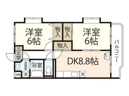 ピュアステージ(2DK/2階)の間取り写真