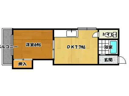 Fビル(1DK/4階)の間取り写真