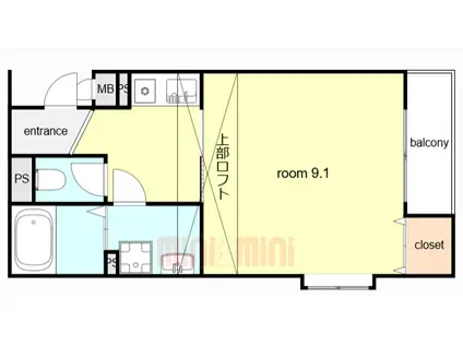 フローラ岡本(1K/2階)の間取り写真