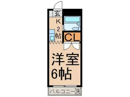 サンアレイK(1K/1階)の間取り写真
