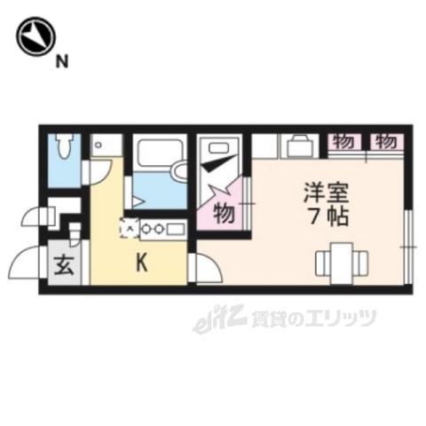 レオパレスクオーレ(1K/1階)の間取り写真