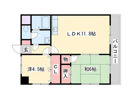 サンライトビル(2LDK/3階)の間取り写真