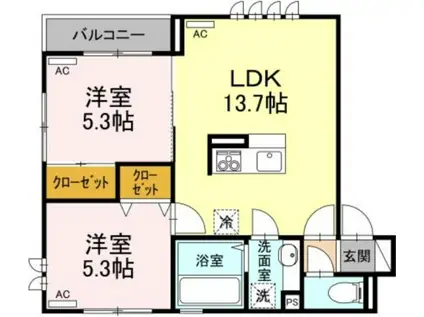 ディースタイル久米川(2LDK/3階)の間取り写真