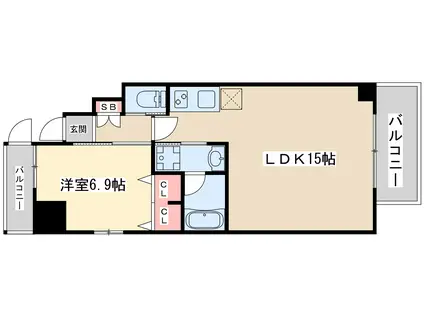 プレジオ江坂ルージュ(1LDK/5階)の間取り写真