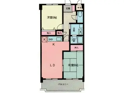 プロスペリテⅠ(2LDK/3階)の間取り写真