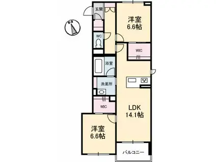 シャーメゾンサンフォレスト A棟(2LDK/1階)の間取り写真