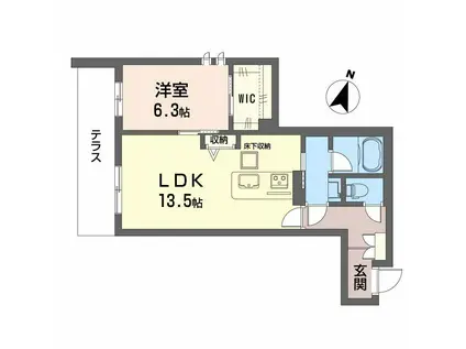 モンセル(1LDK/1階)の間取り写真