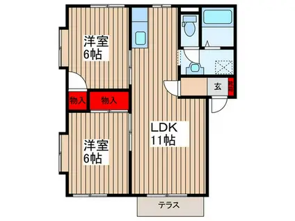 グランデールA棟(2LDK/1階)の間取り写真