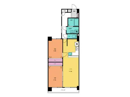 ライオンズマンション栄第2(2LDK/5階)の間取り写真