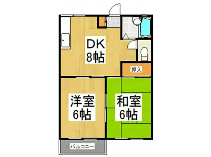 ウォーターパーク塚本B-II(2DK/1階)の間取り写真