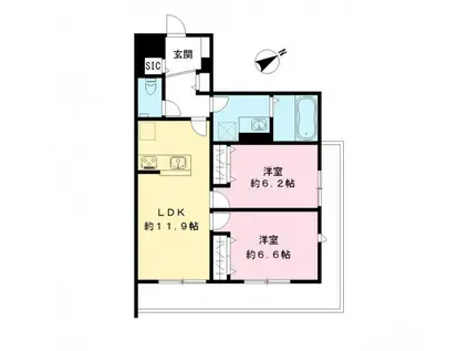 フィカーサ柏の葉(2LDK/2階)の間取り写真