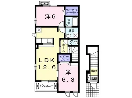 ステラートB(2LDK/2階)の間取り写真