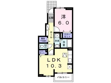 ベルポスト・ドゥーエ(1LDK/1階)の間取り写真