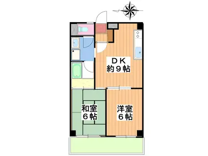 ハイブリッジ国立(2DK/3階)の間取り写真