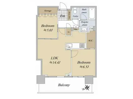 シティタワー広島(2LDK/14階)の間取り写真