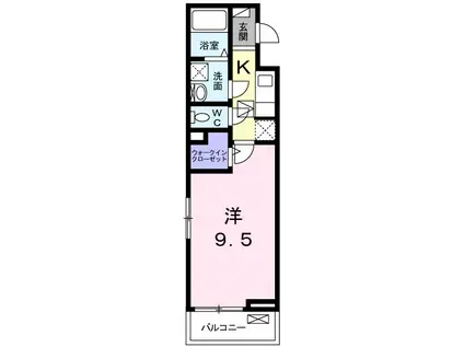 ヴァンヴェールII(1K/1階)の間取り写真