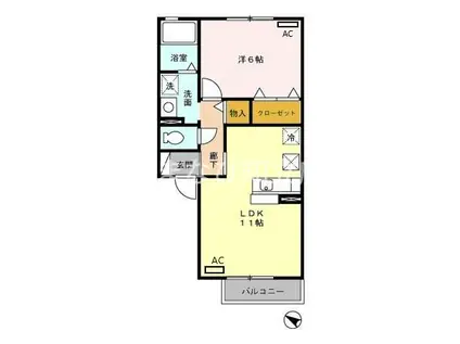 メゾン・ド・ソレイユK(1LDK/1階)の間取り写真