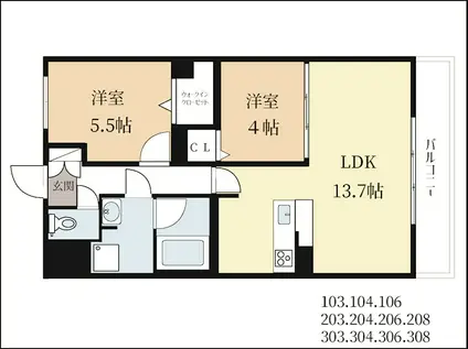 PIAF(2LDK/3階)の間取り写真