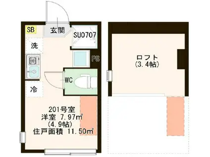 ル・ブラン井荻(ワンルーム/2階)の間取り写真