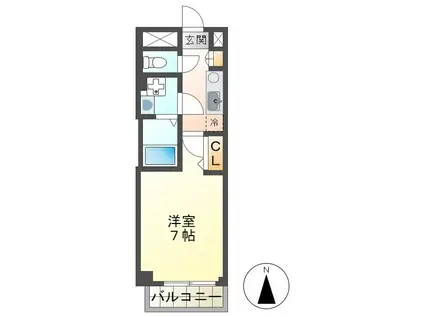 VILLA SOLE(1K/4階)の間取り写真