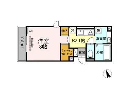 グランドゥール八乙女駅前I(1K/3階)の間取り写真