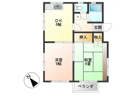 フロントヘルメス(2DK/2階)の間取り写真