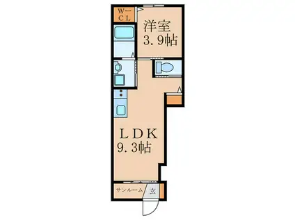 パーチェM(1LDK/1階)の間取り写真