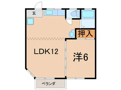 パレス平野II(1LDK/1階)の間取り写真