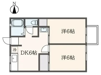 シティハイムカインドリーA(2DK/1階)の間取り写真