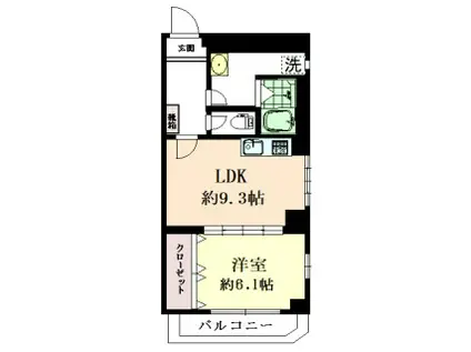 常盤ビル(1LDK/7階)の間取り写真