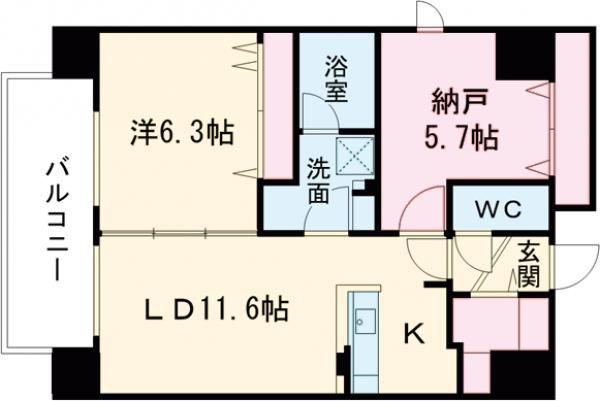 GROOVE堺東レジデンス(2LDK/7階)の間取り写真