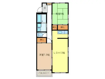 リビングコートKAWAI(2LDK/3階)の間取り写真