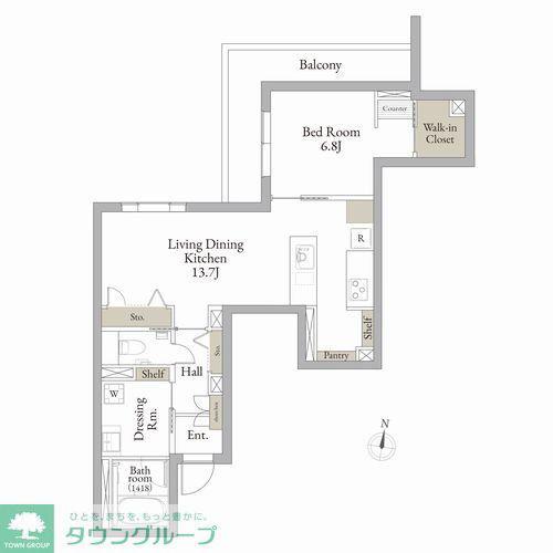 ポルタ ノビリス(1LDK/2階)の間取り写真